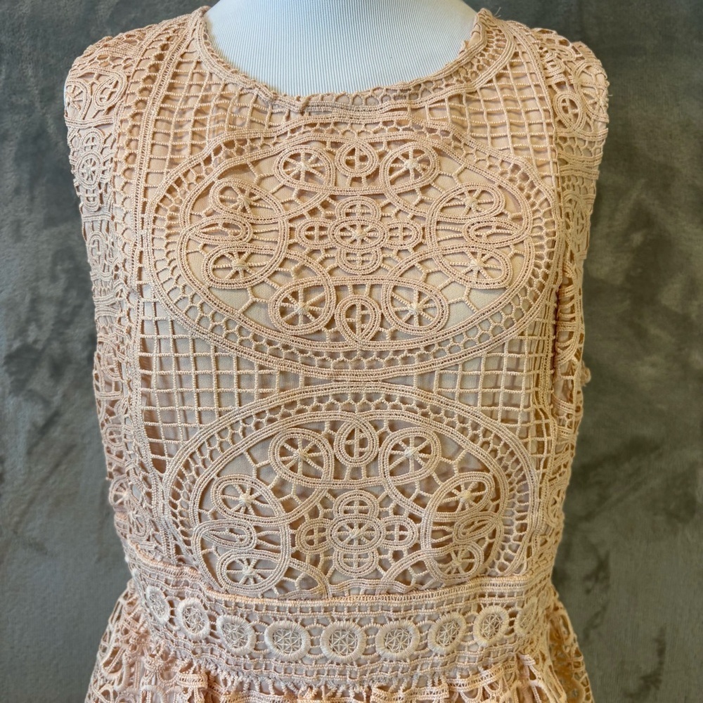 Miami Boho Bohemian Feminine Lace Midi Dress Sz L - Picture 2 of 12
